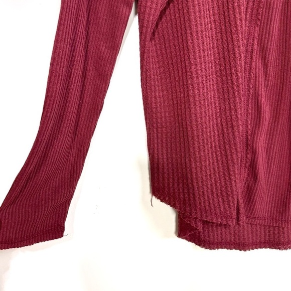 Gibsonlook Mixed Rib Waffle Knit Henley Top In Burgundy Women’s Size M NEW - Picture 10 of 11
